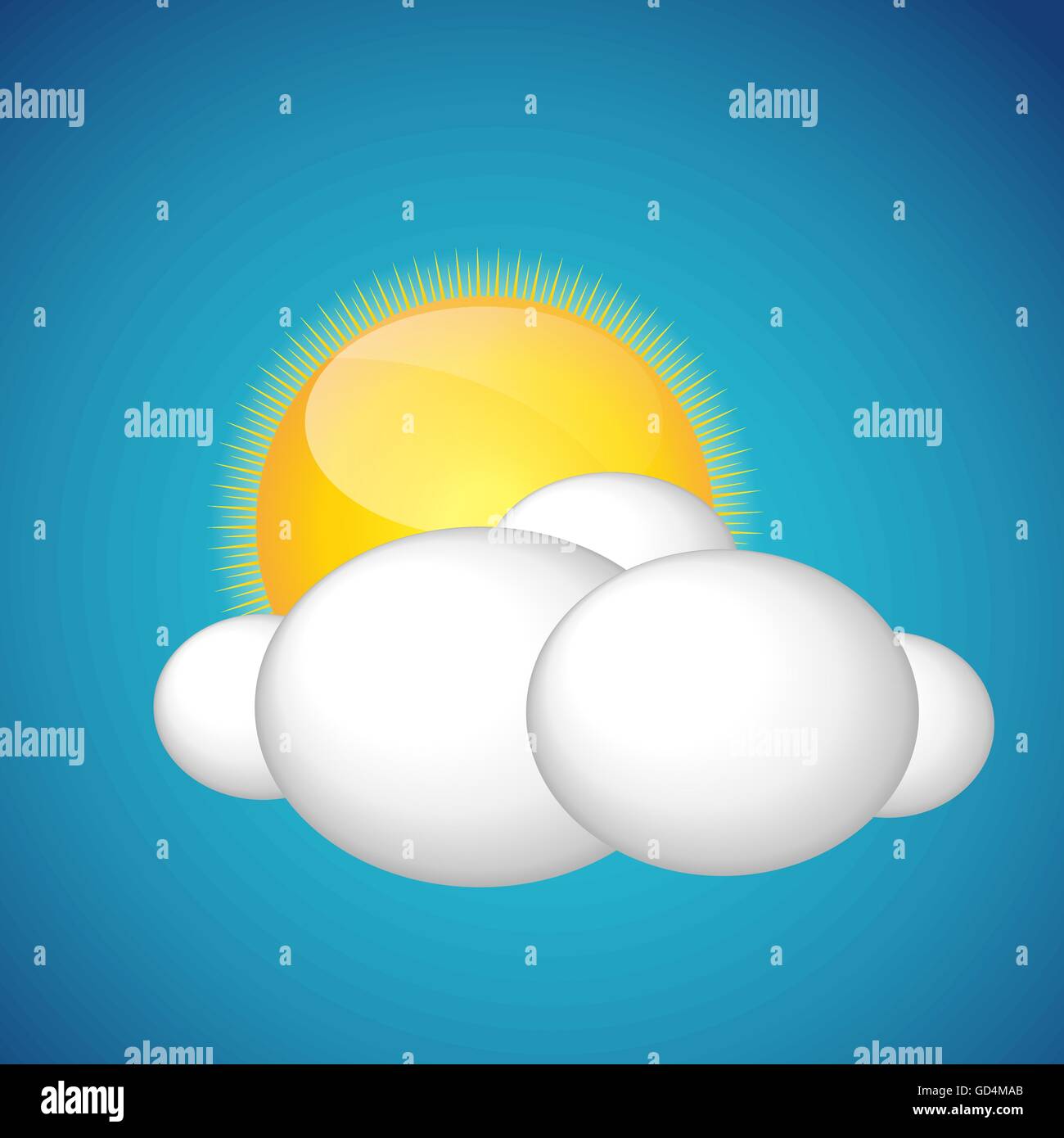 Weather Icons with Sun and Cloud Stock Vector