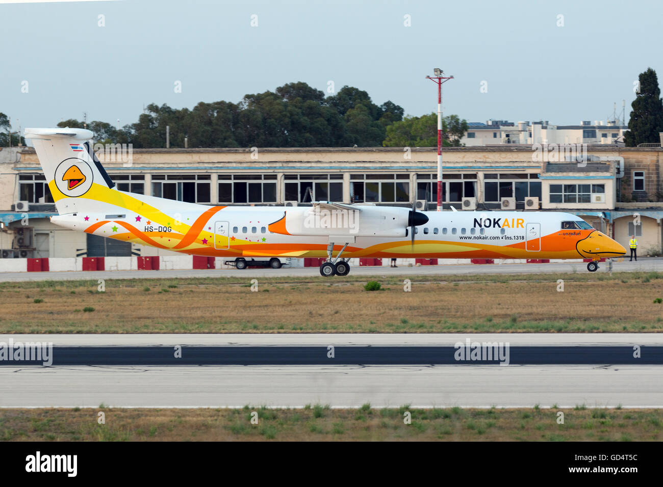 Nok Air Bombardier Dash 8-Q402 [HS-DQG] passing through Malta on its delivery flight to the Thai Airline. Stock Photo