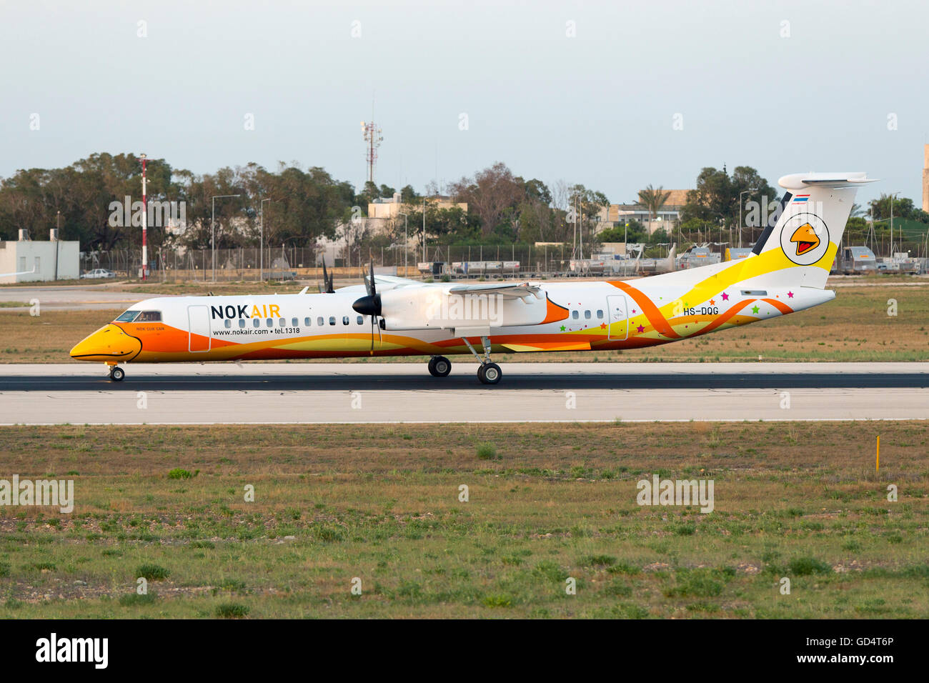 Nok Air Bombardier Dash 8-Q402 [HS-DQG] passing through Malta on its delivery flight to the Thai Airline. Stock Photo