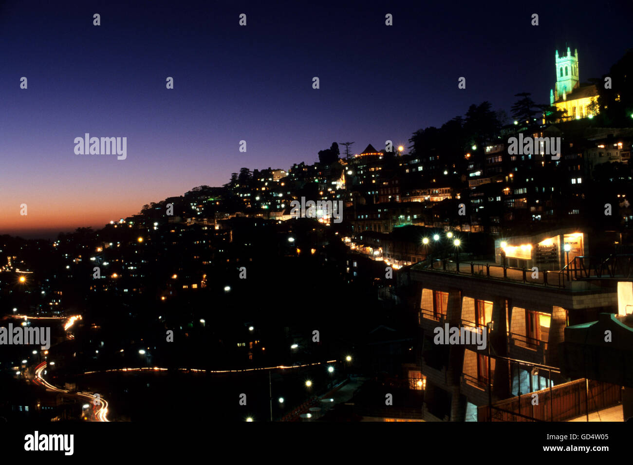 Shimla at Night Stock Photo