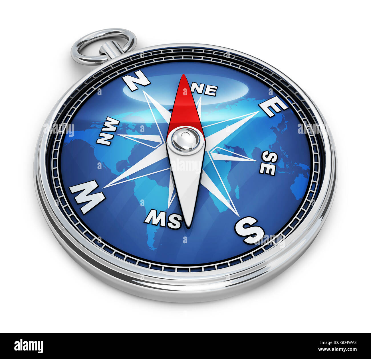 Blue compass only on white background (done in 3d rendering Stock Photo -  Alamy