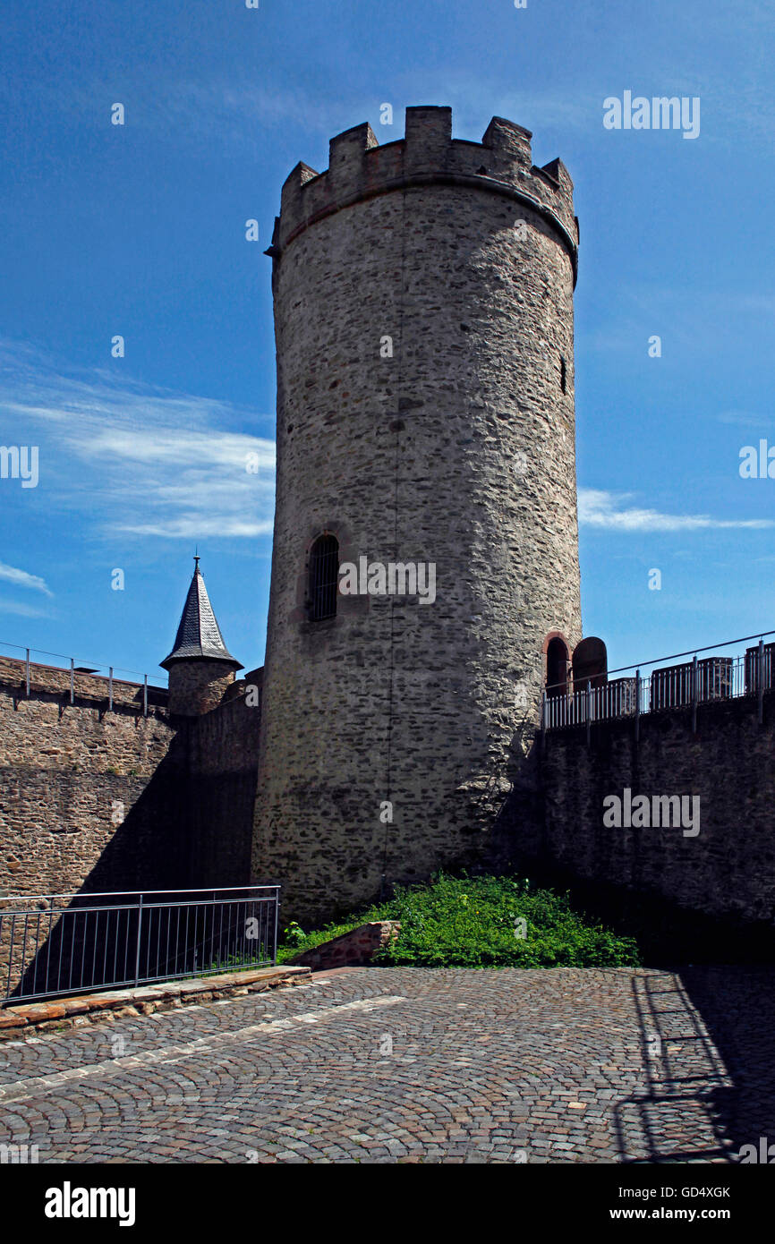Tower of Biedenkopf Castle, Landmark of Biedenkopf City, district of Marburg-Biedenkopf, Hesse, Germany Stock Photo