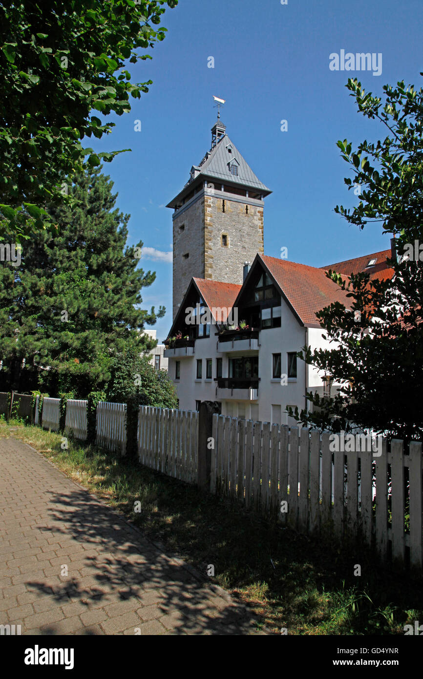 piper tower, built around 1400, Bretten, Kraichgau, district of Karlsruhe, Baden-Wurttemberg, Germany Stock Photo