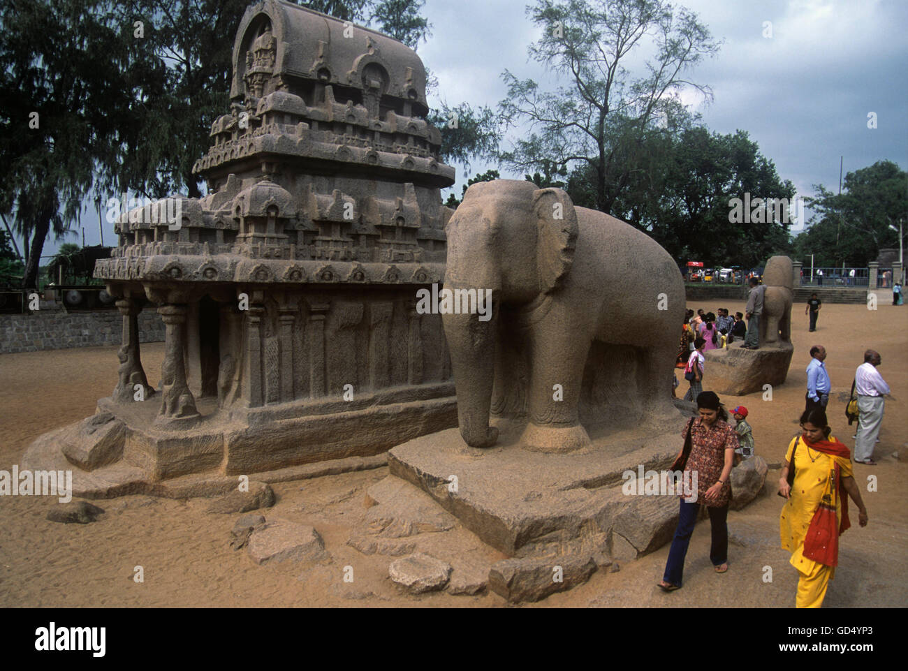 Sahadeva Ratha , Monolithic Elephant , Mahaballipuram Stock Photo