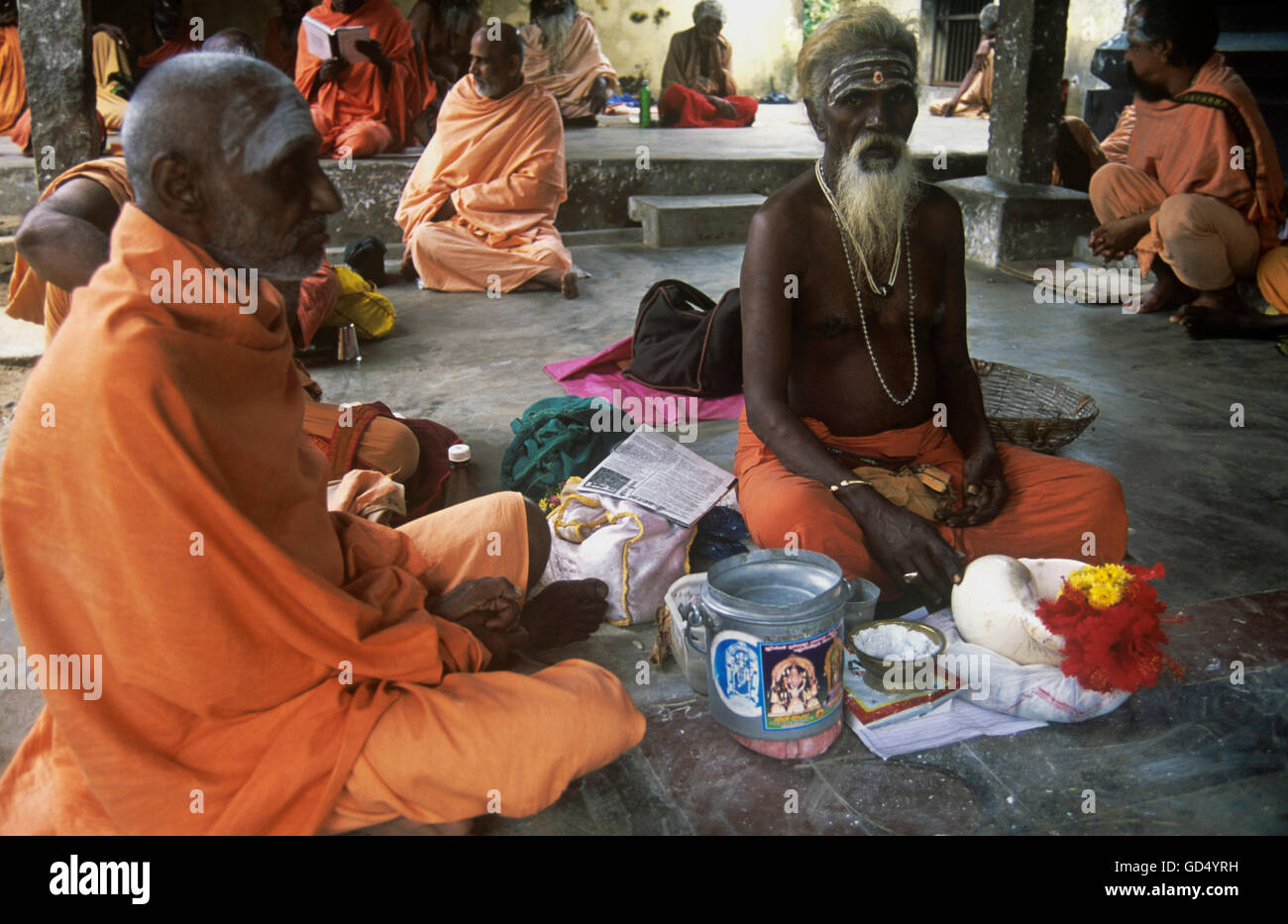 Sadhus At Suriya , Hear Temple Stock Photo