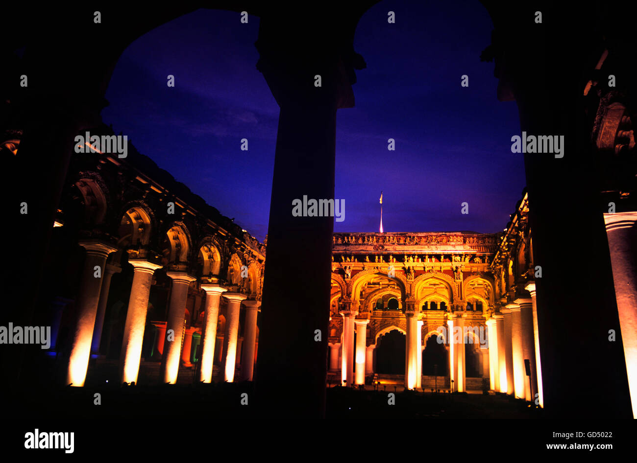 Sound & Light Show , Thirumalai Naicker Palace , Madurai Stock Photo