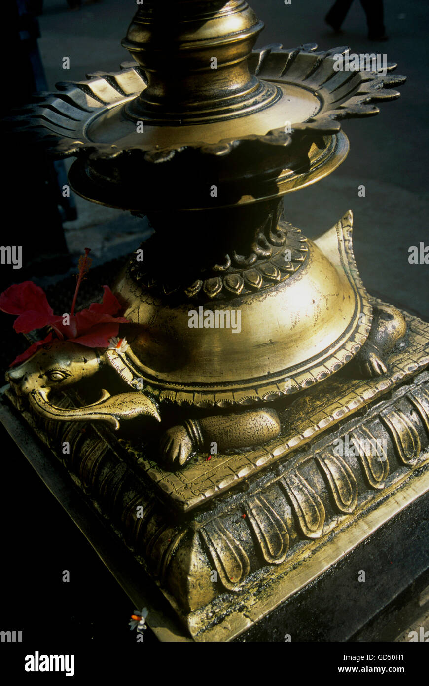 Crocodile Shaped Lamp, Ayyappa Temple , Chennai , Mahalingapuram Stock Photo