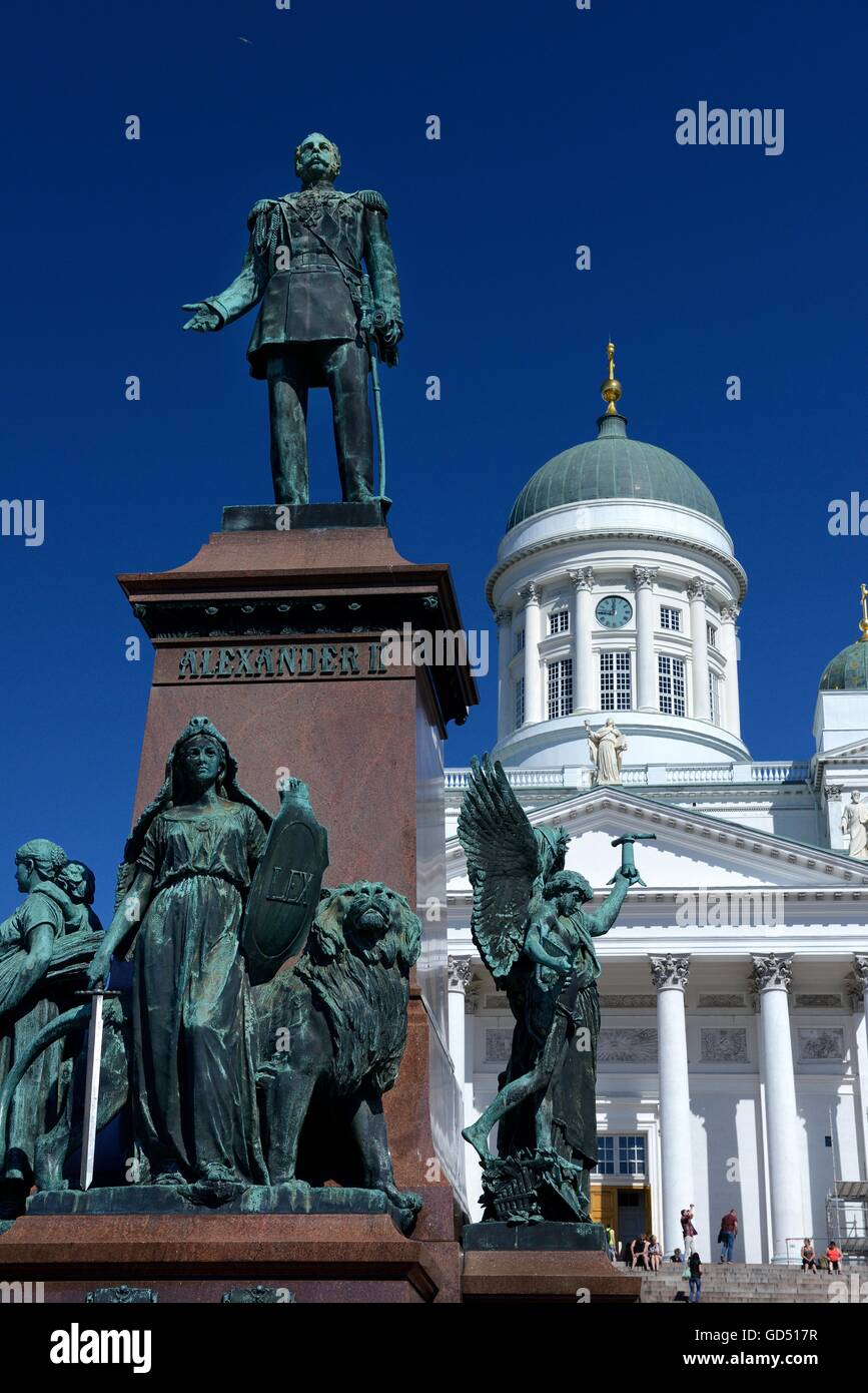 Dom und Denkmal Zar Alexander II von Russland, Helsinki, Finnland, Europa Stock Photo