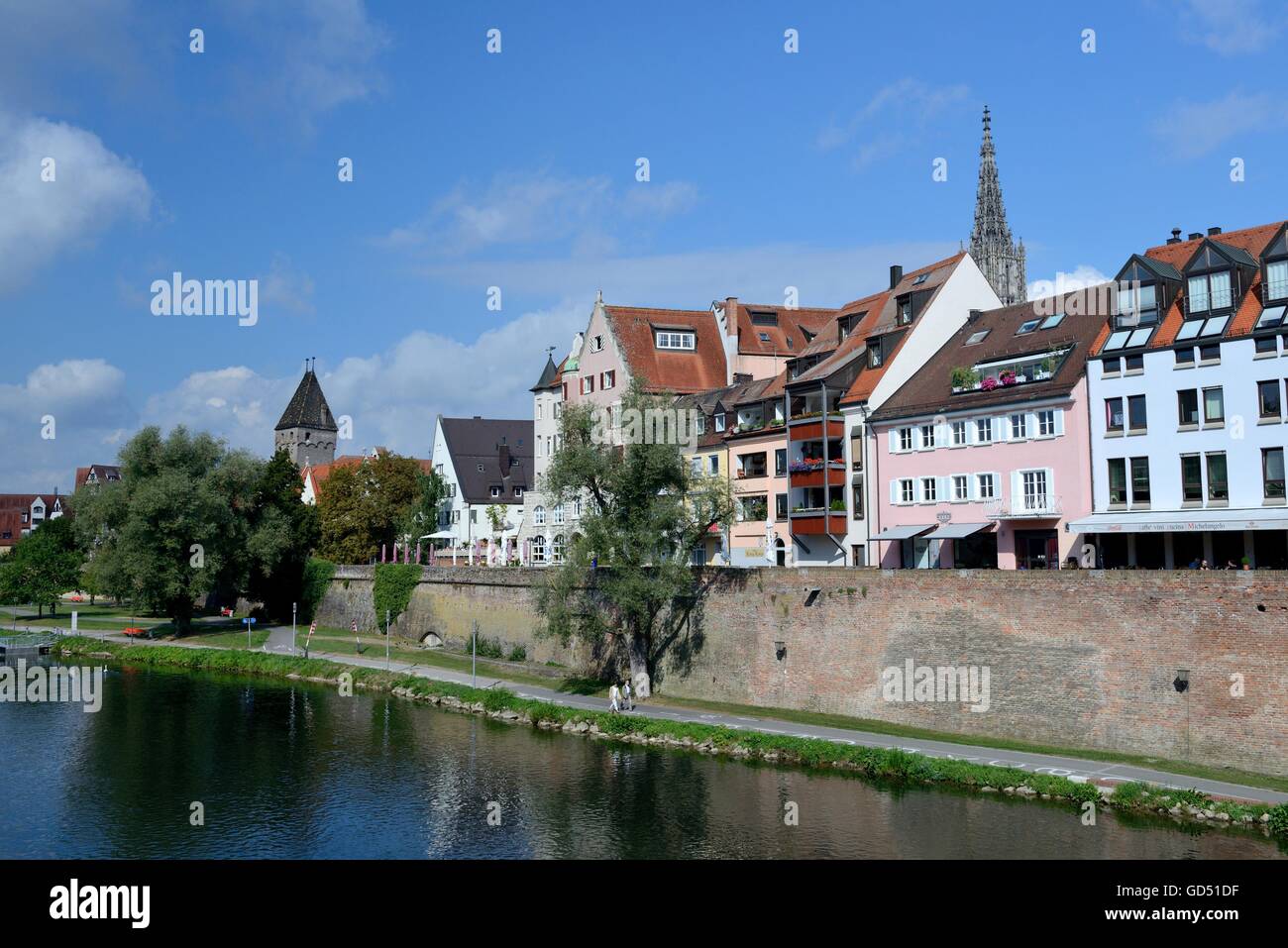 Muenster, Metzgerturm und Donau, Stadt, Ulm, Baden-Wuerttemberg, Deutschland Stock Photo