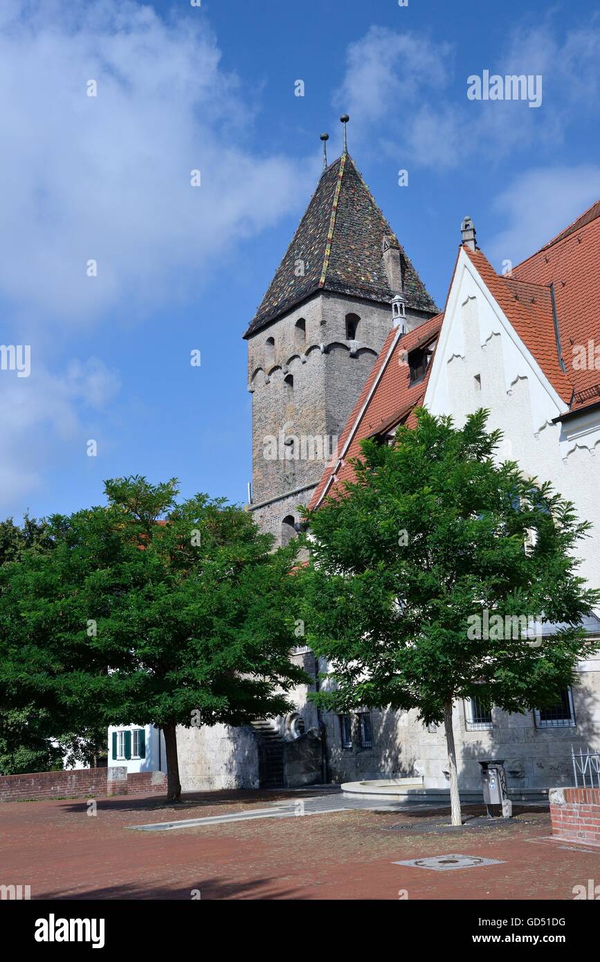 Metzgerturm an der Stadtmauer, Teil der Stadtbefestigung, Ulm, Baden-Wuerttemberg, Deutschland, Europa Stock Photo