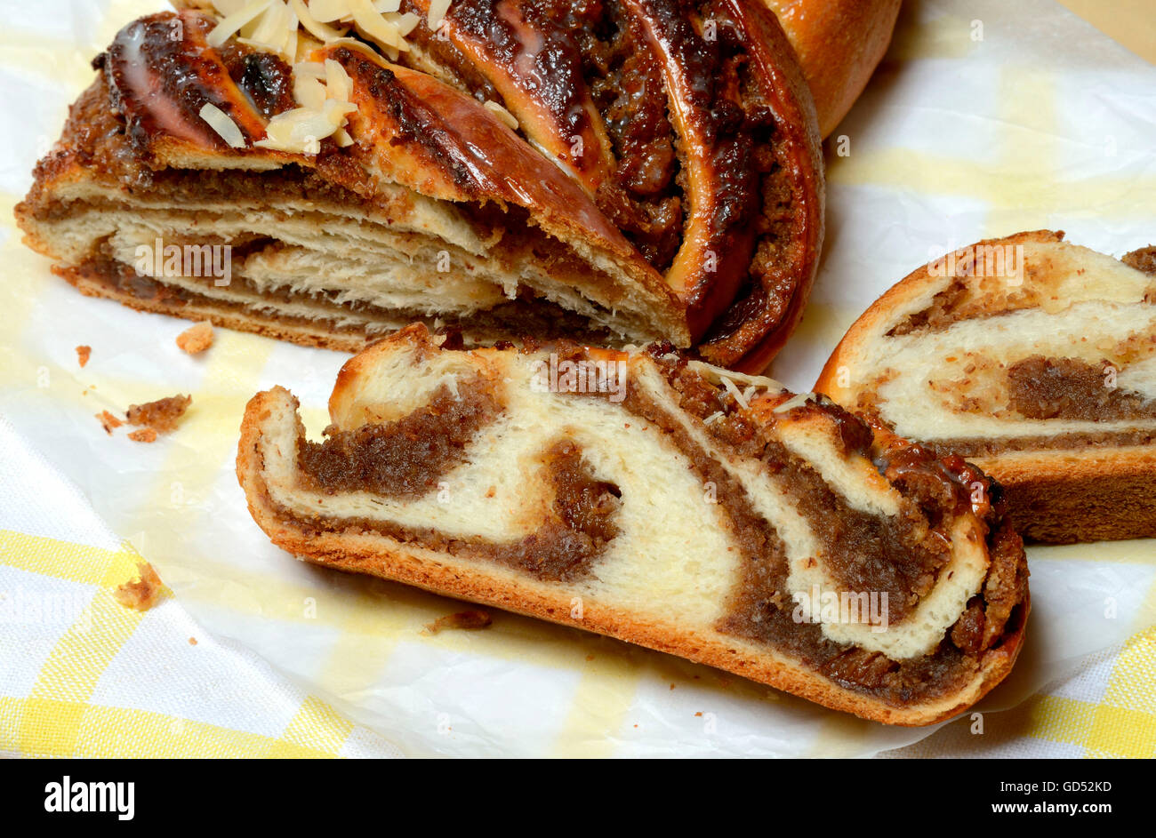 plaited yeast bun, braided yeast bun, sweet yeast bread Stock Photo