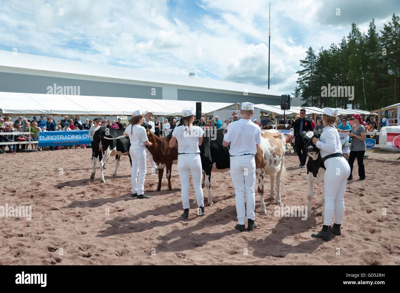 Junior handlers at the Okra agricultural show in Finland July 2016 Stock Photo