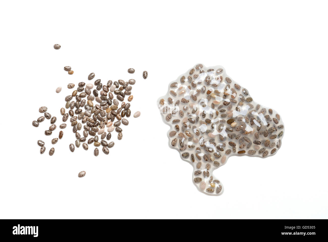 Chia seed, dry and soaked / (Salvia hispanica Stock Photo - Alamy