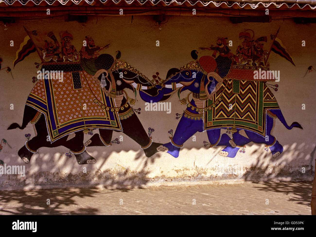 Wall painting of elephants Stock Photo Alamy