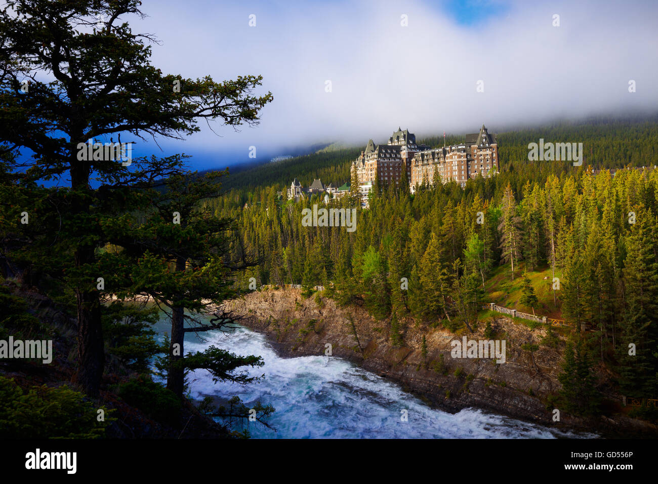 View Of Fairmont Banff Springs Hotel From Surprise Corner In Banff Stock Photo Alamy