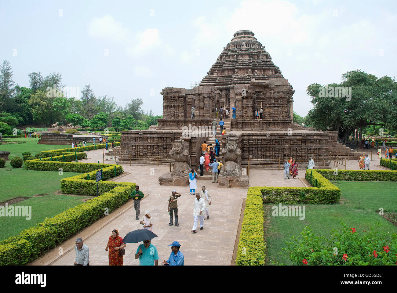 Tourists at Sun Temple Stock Photo