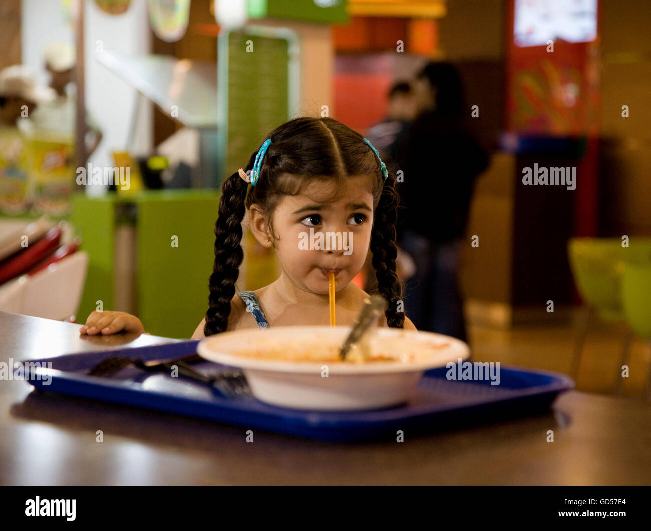 A little girl at the Ambi Mall Stock Photo