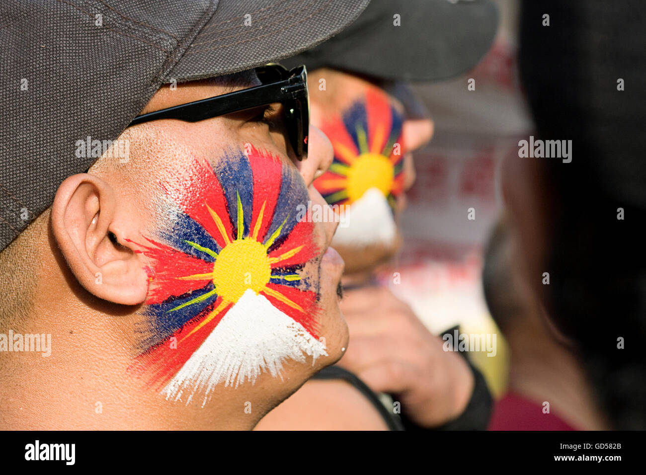 Tibetan youth protesters Stock Photo