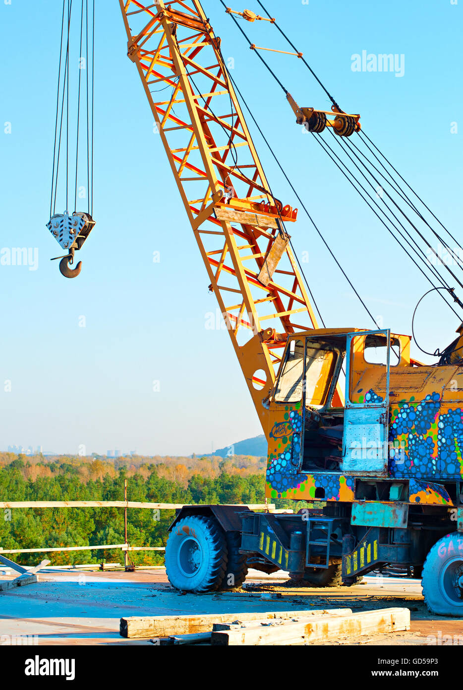 Old broken crane Kiev, Ukraine Stock Photo - Alamy