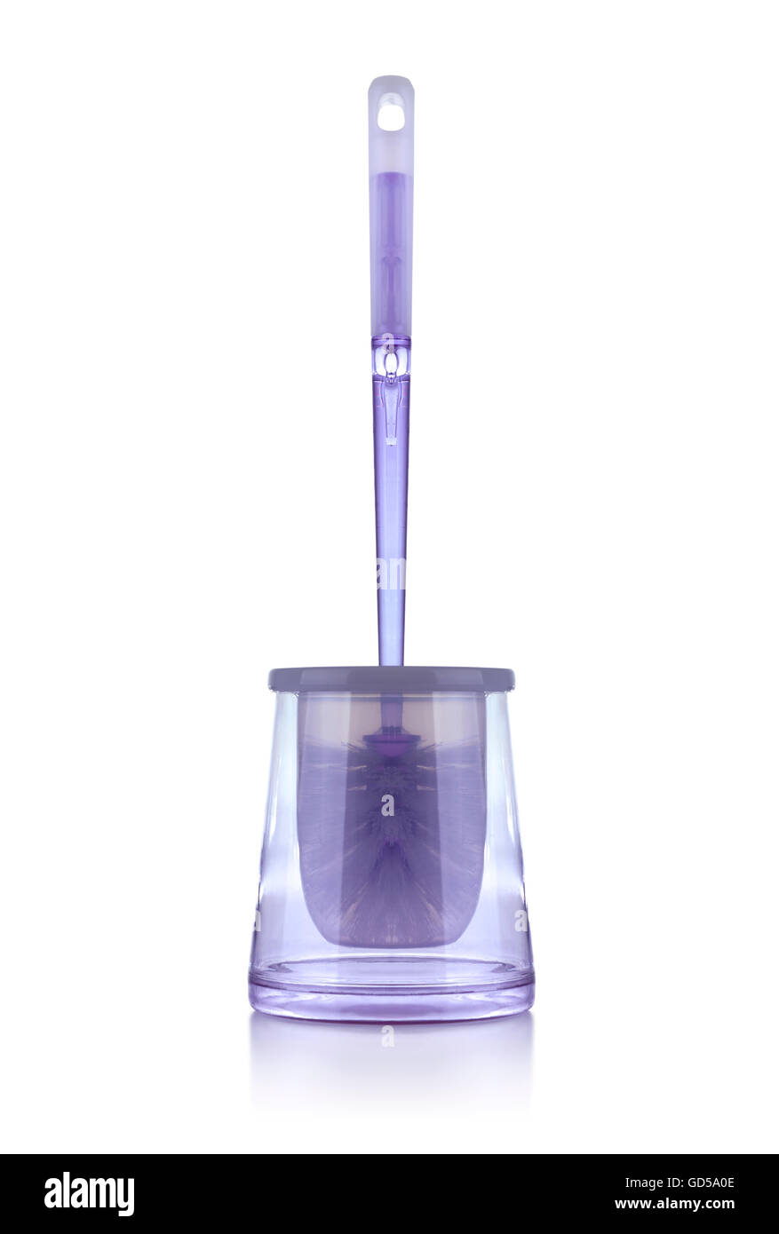 Purple Plastic Toilet Brush Isolated on Seamless White Background Stock ...