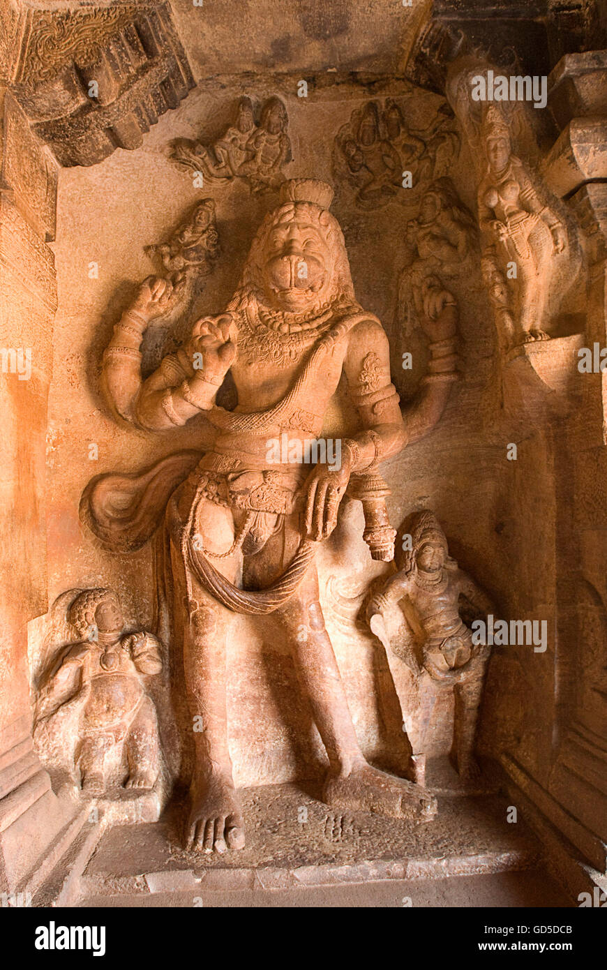 Bas relief of Narasimha Stock Photo