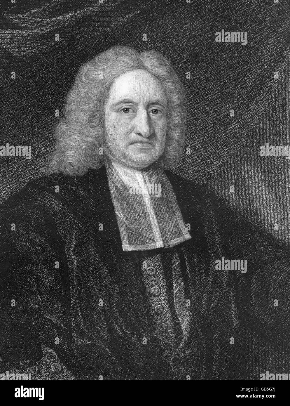 EDMOND HALLEY (1656-1742) English astronomer and mathematician. Steel engraving about 1730 Stock Photo