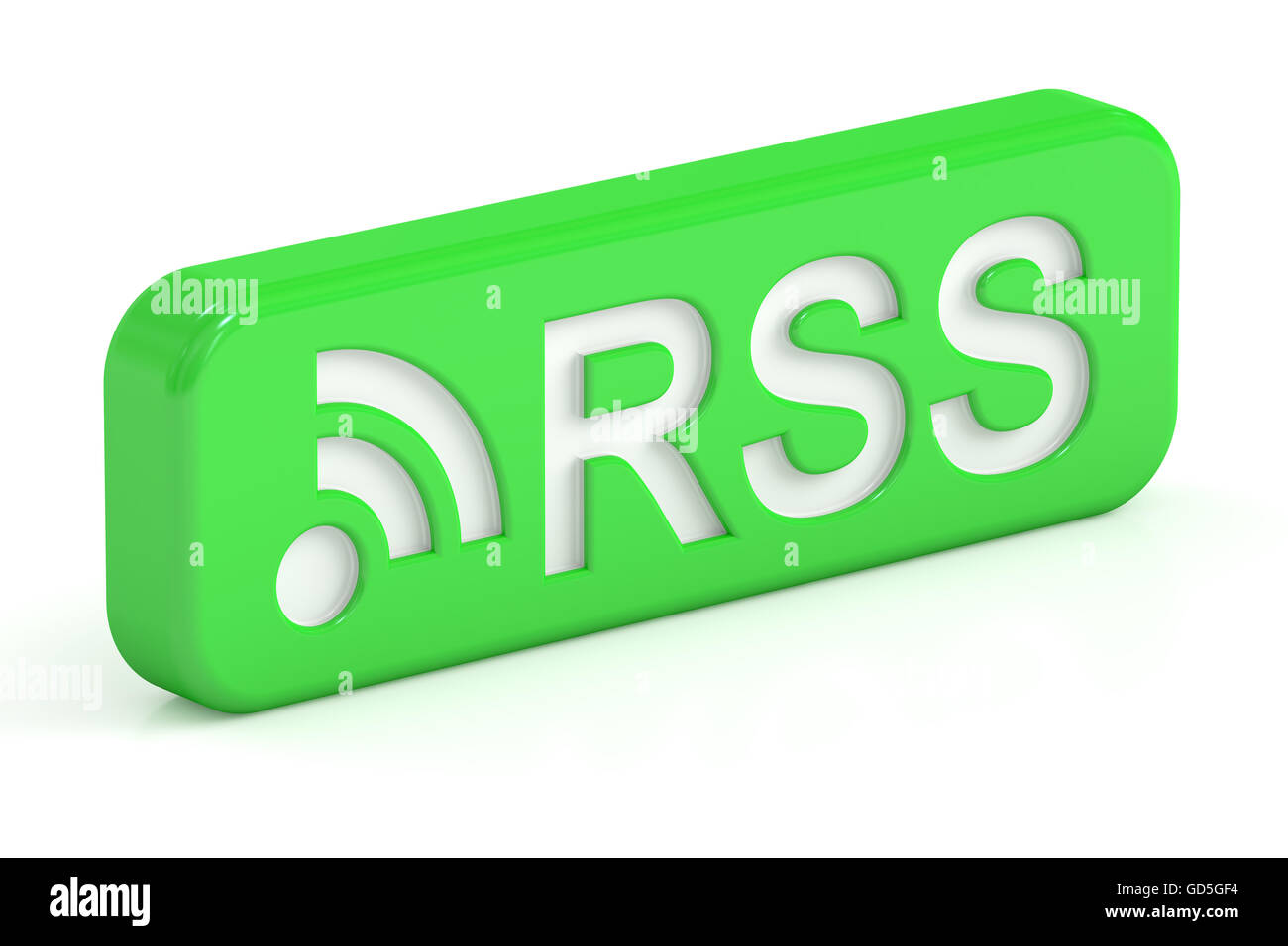 RSS icon, 3D rendering isolated on white background Stock Photo