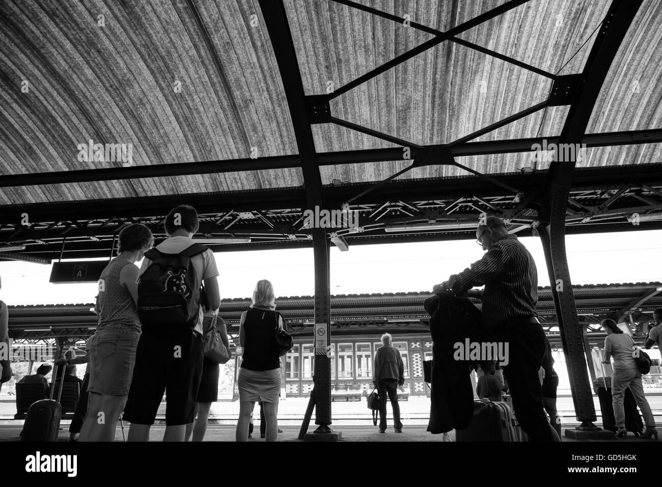 Railway platform and roof, colmar, france, europe Stock Photo