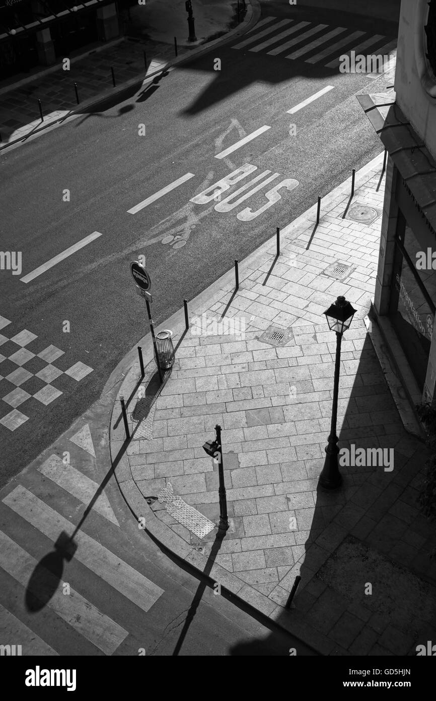 Morning shadows on paris streets, france, europe Stock Photo