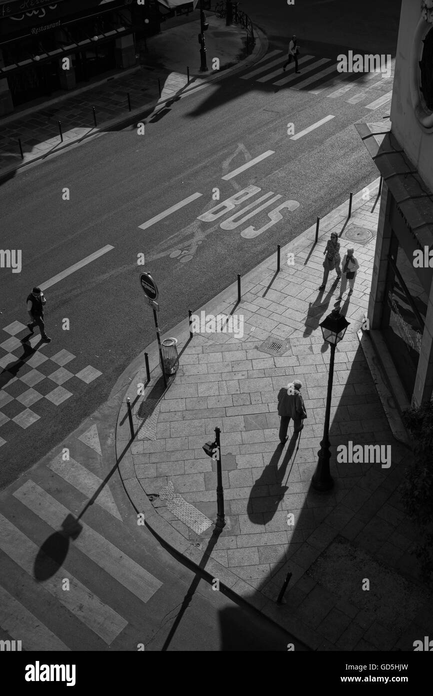 Morning shadows on paris streets, france, europe Stock Photo