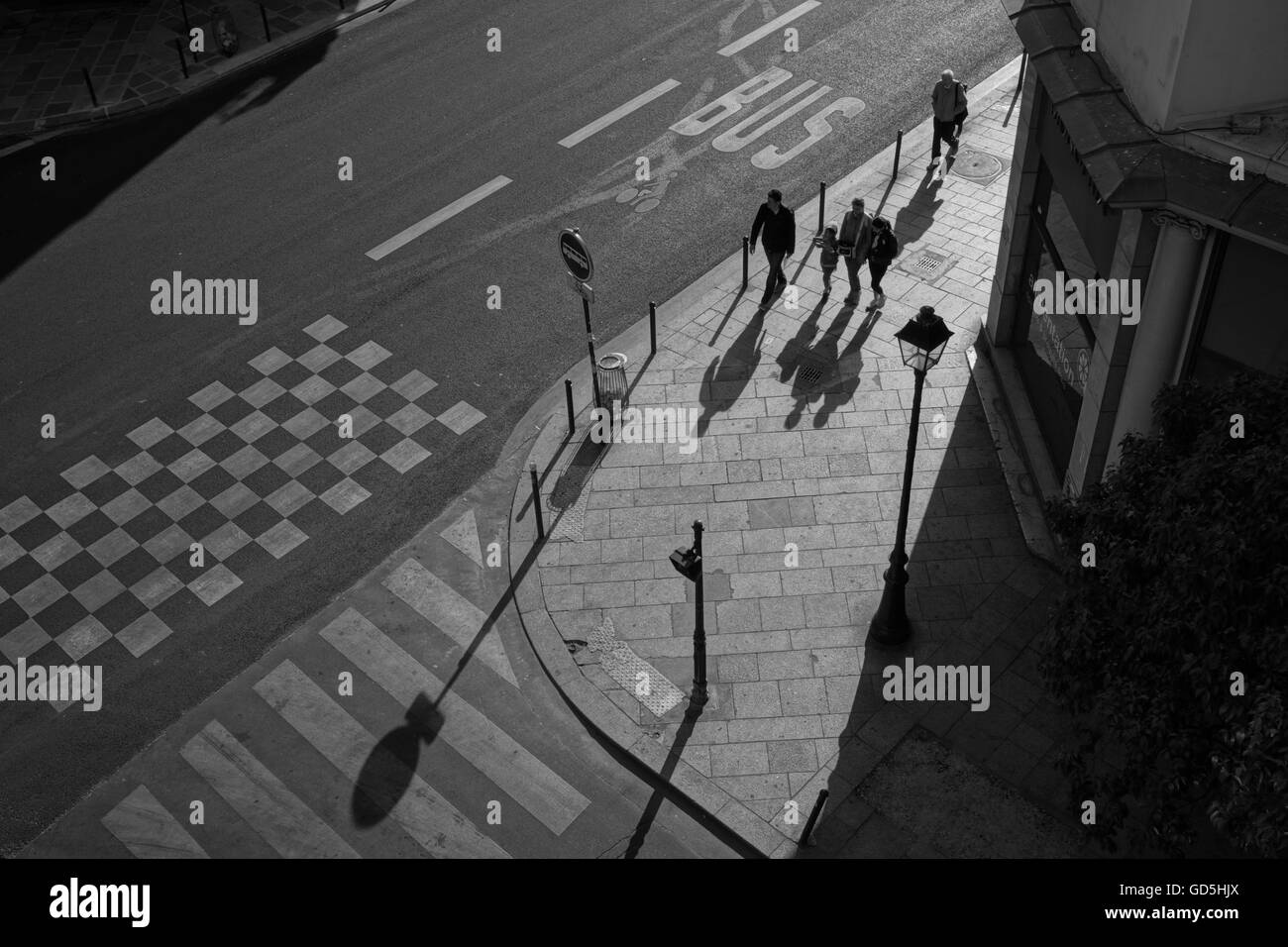 Morning shadows on paris streets, france, europe Stock Photo