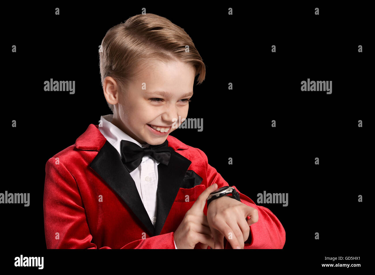 Handsome little boy in a tuxedo Stock Photo Alamy