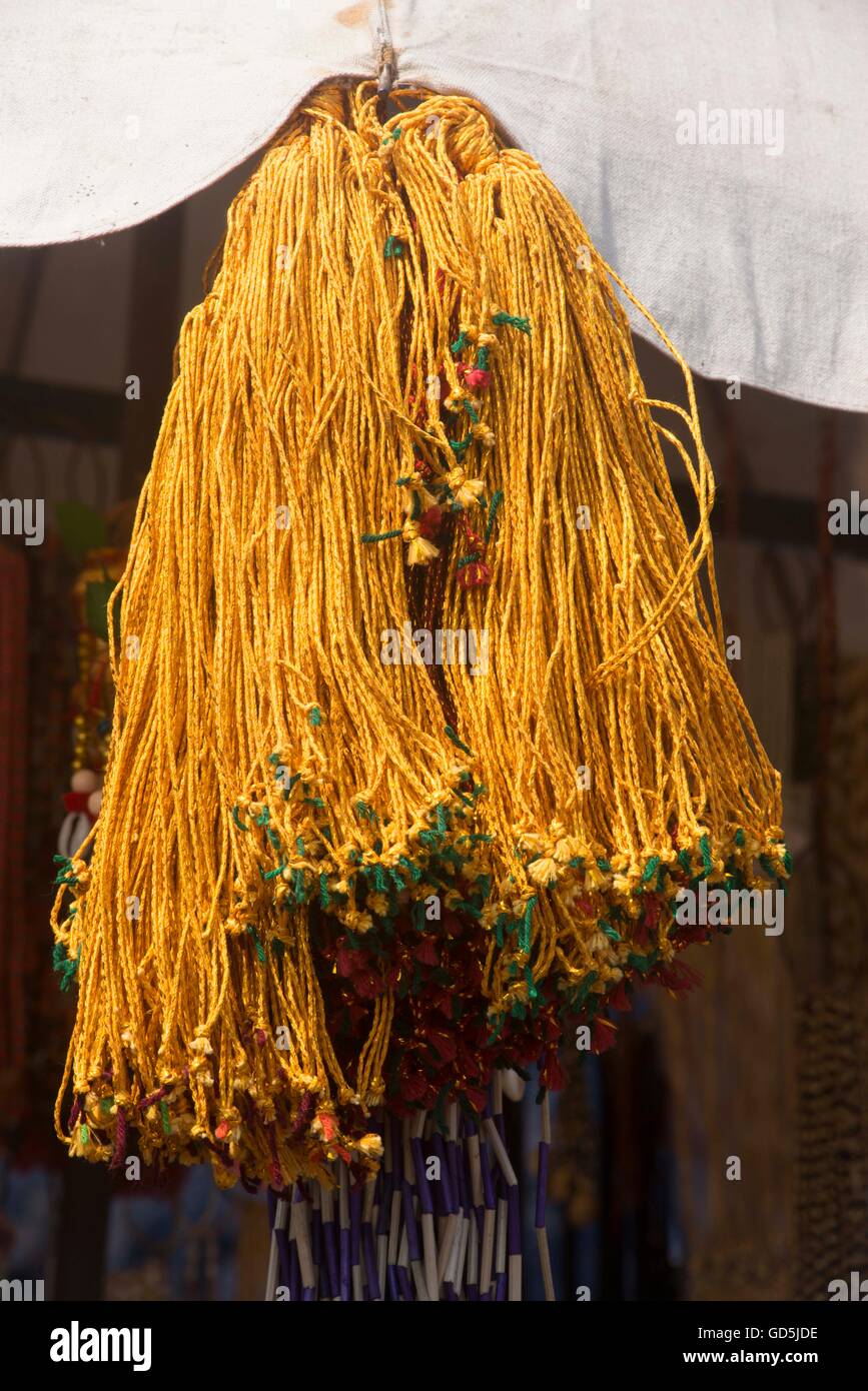 Religious wristbands hanging stall for sell, puri, orissa, india, asia Stock Photo