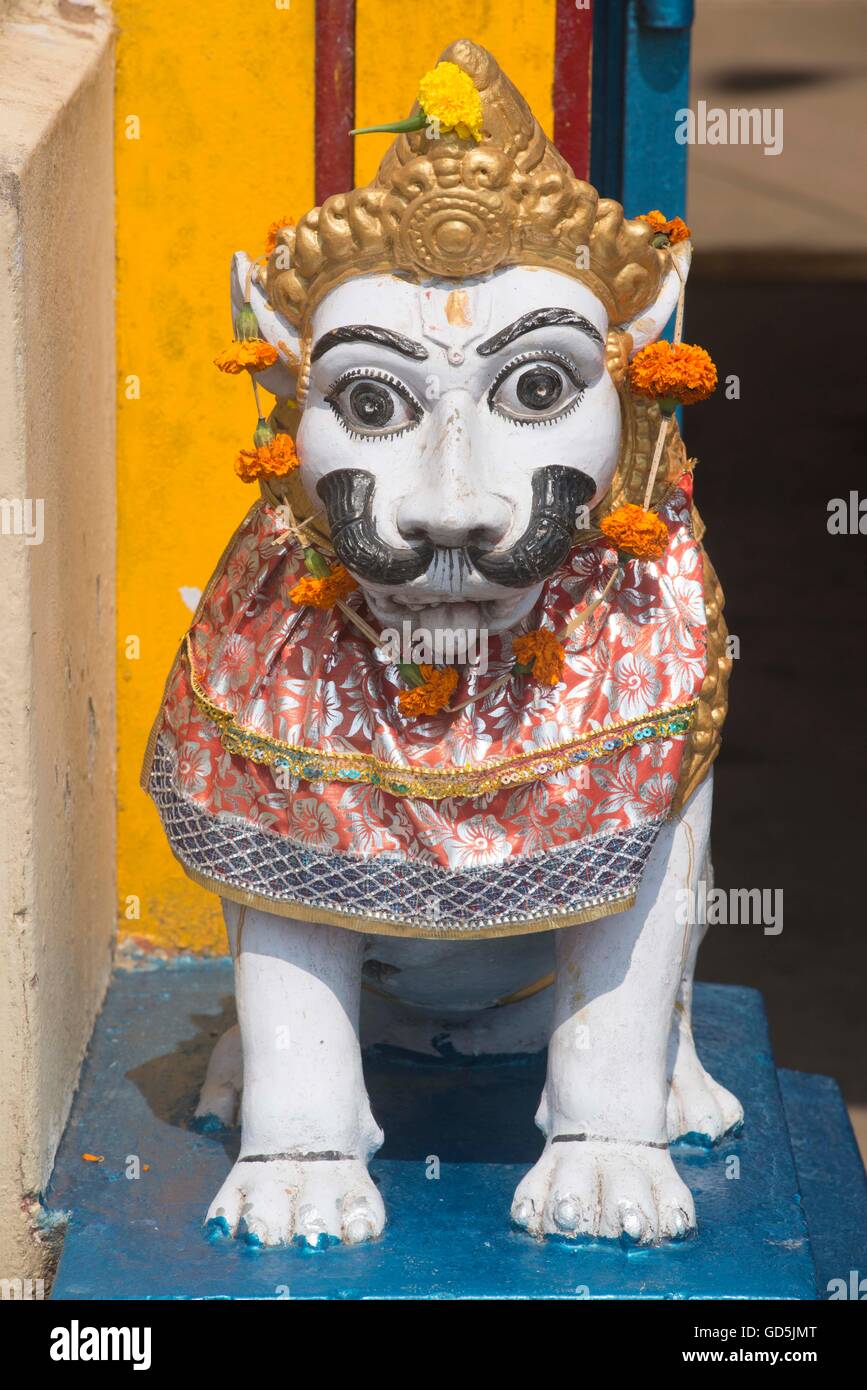Lion statue, temple, entrance, puri, orissa, india, asia Stock Photo