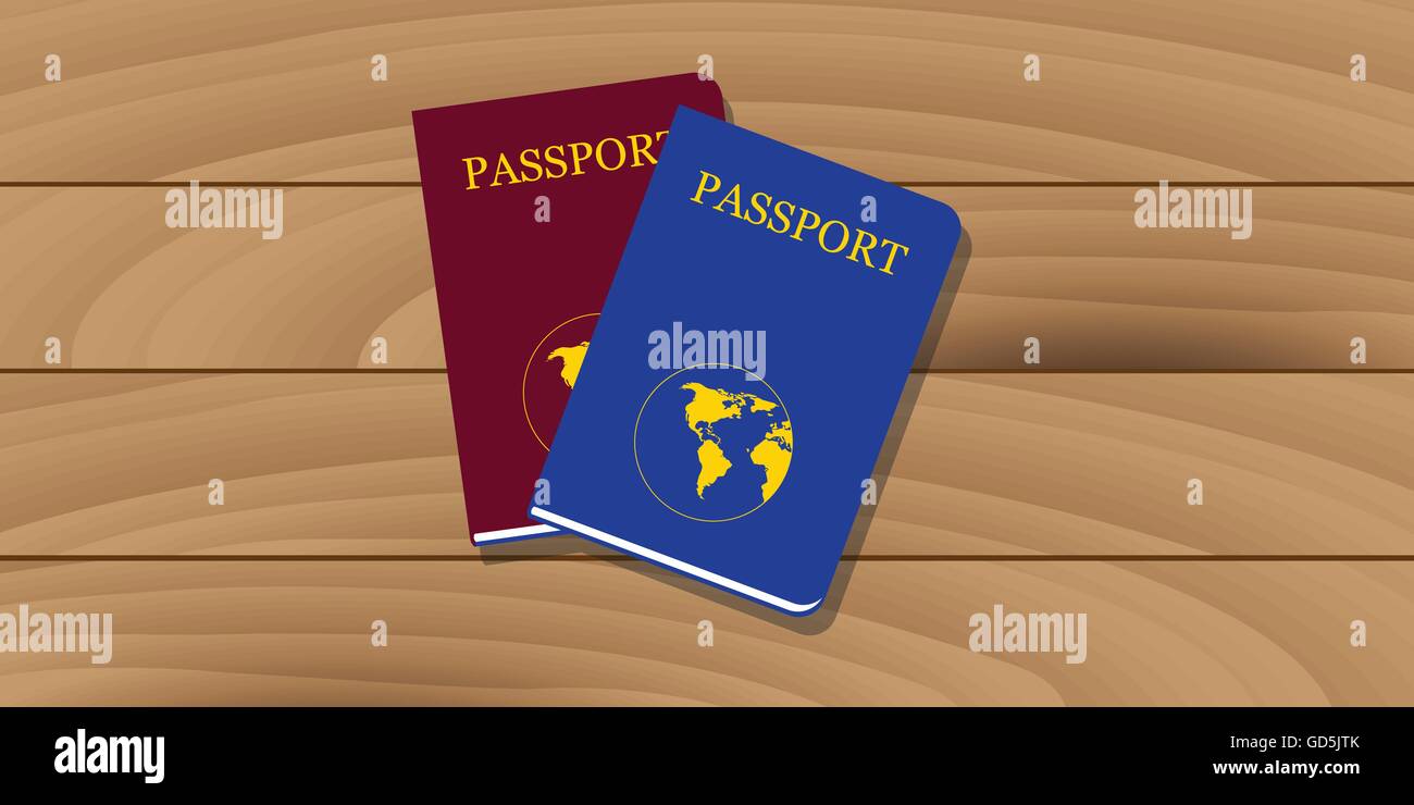 passport isolated red blue travel document vector graphic document