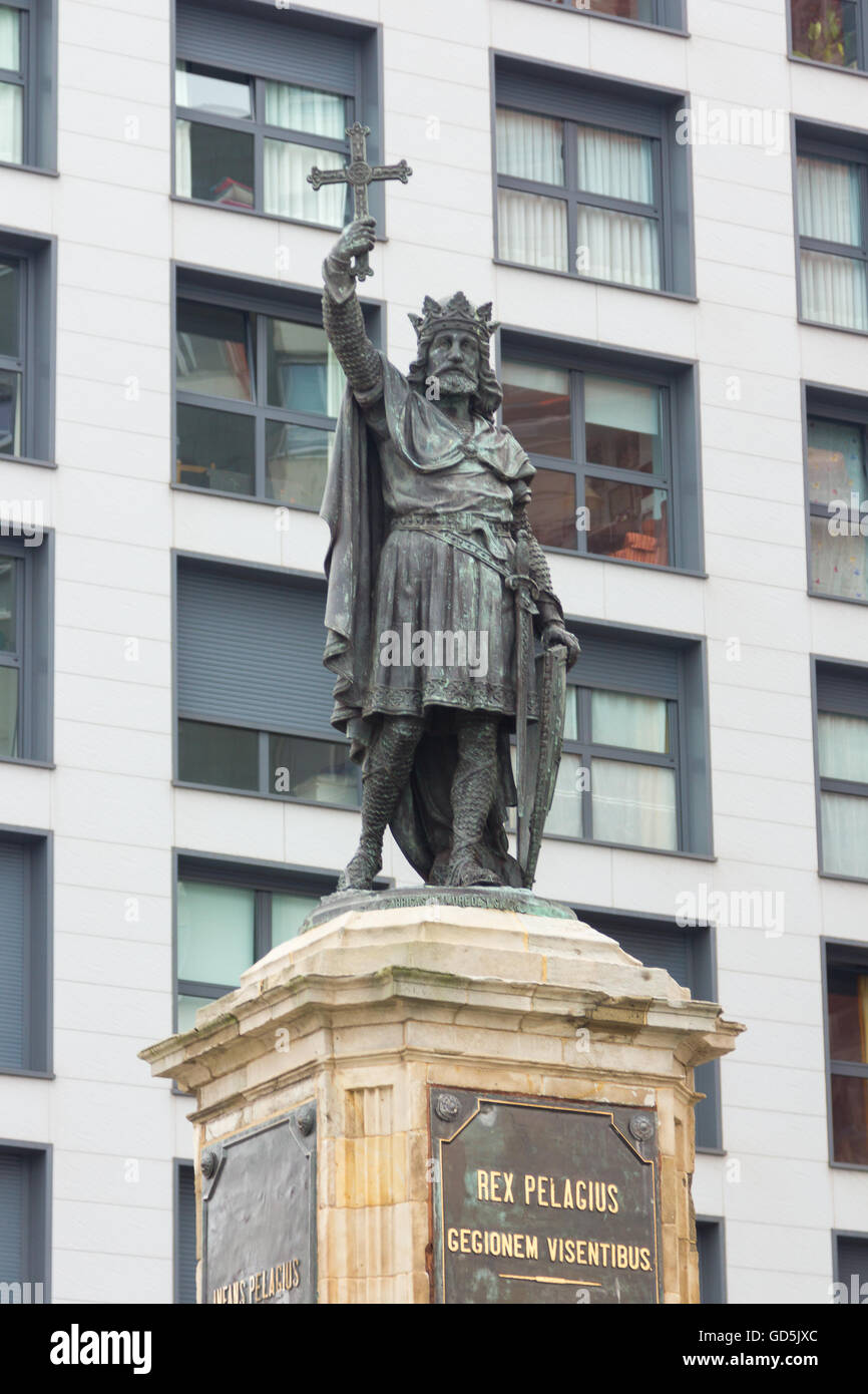 Statue of King Pelayo, Gijon, Spain Stock Photo