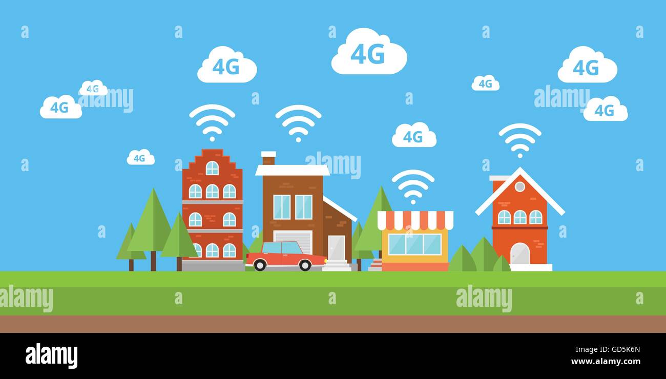 4g network wifi internet city smart city  wireless broadband vector Stock Vector