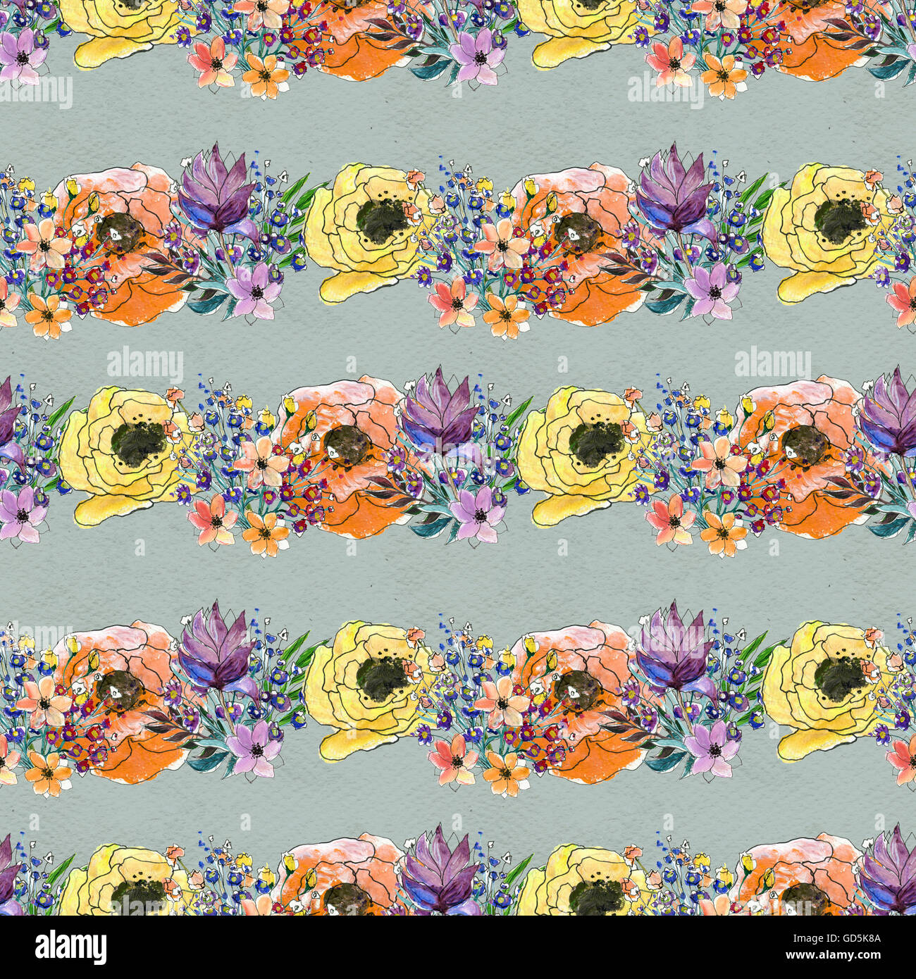 Seamless watercolor floral pattern Stock Photo - Alamy