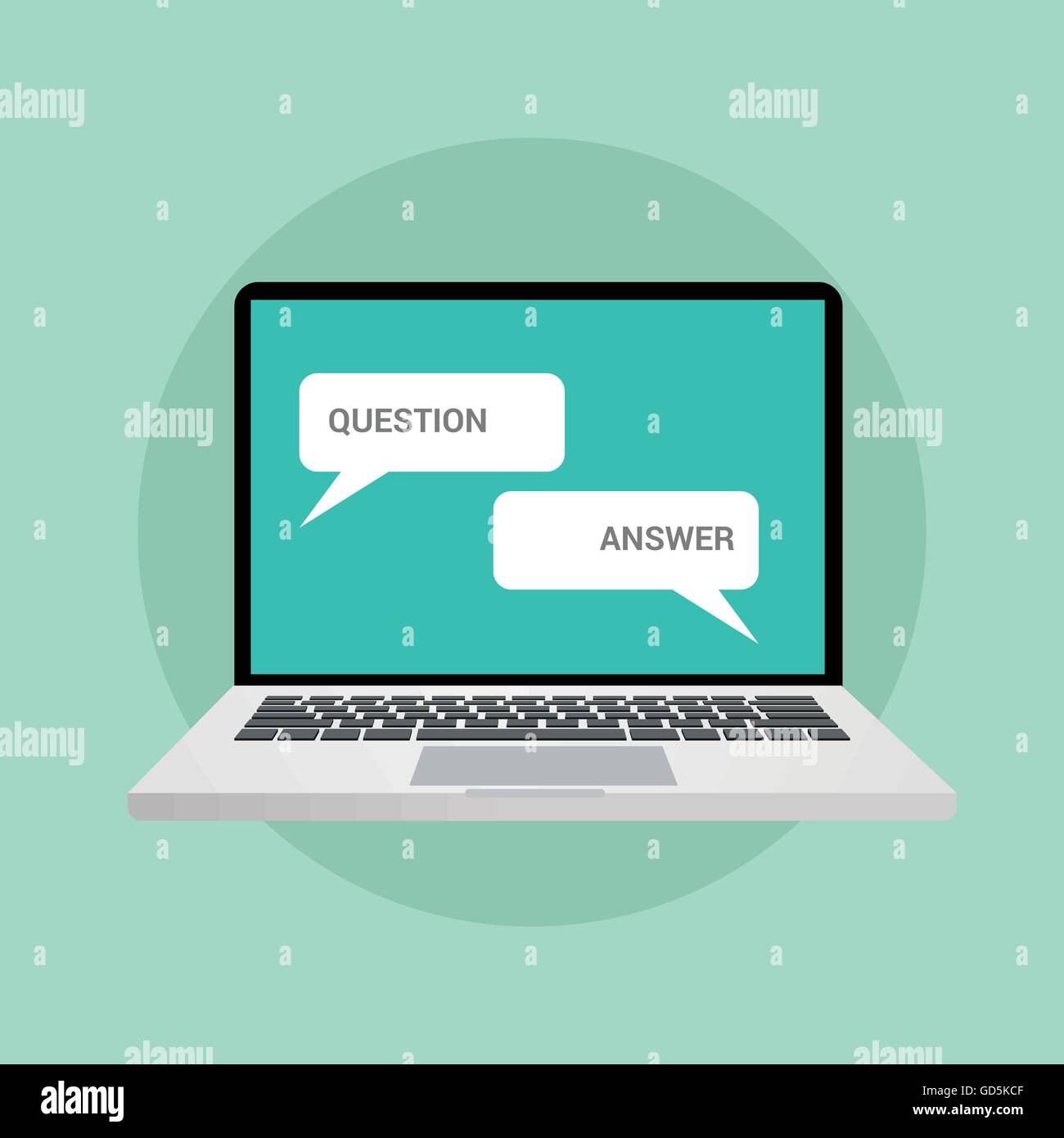 question and answer concept illustration in chat style online computer ...