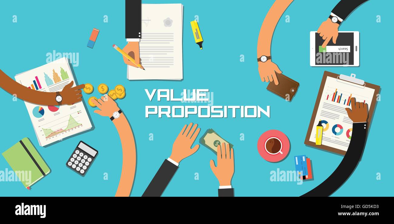 value proposition concept team work business marketing together with