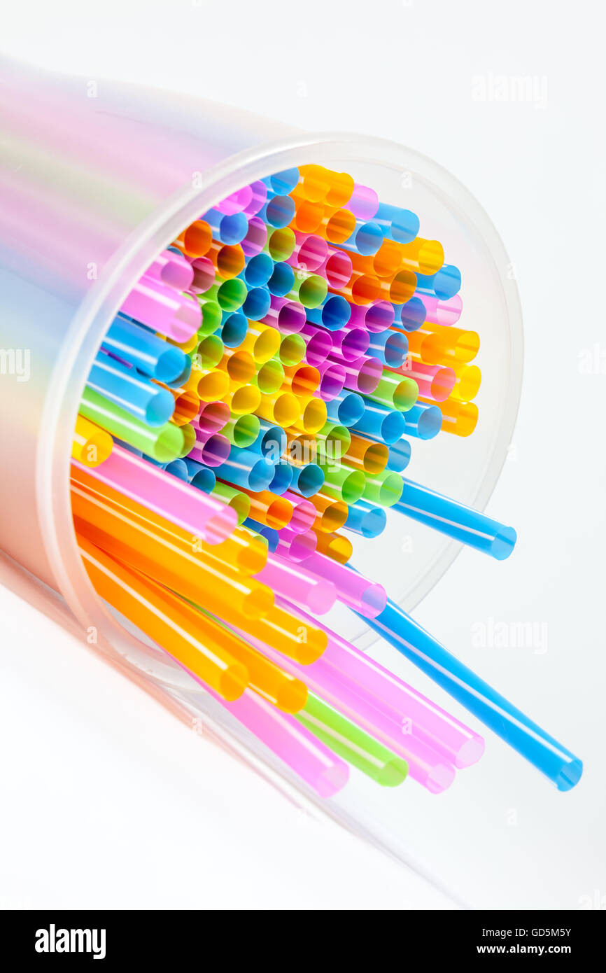 Abstract straws to lie down with different colors Stock Photo