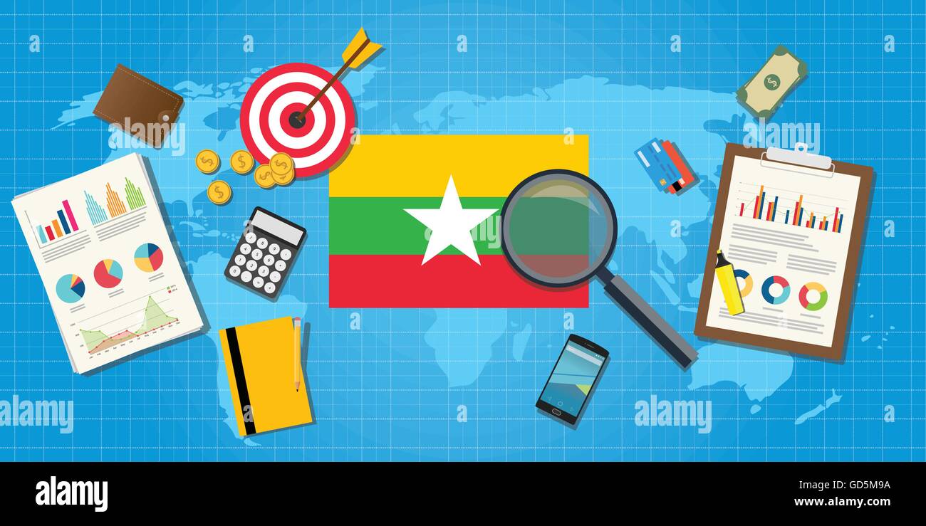 myanmar economy economic condition country with graph chart and finance