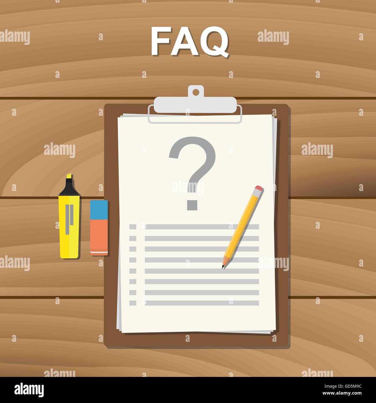 Faq Frequently Aksed Question Checklist Note On Clipboard Vector Graphic Illustration Stock 1948