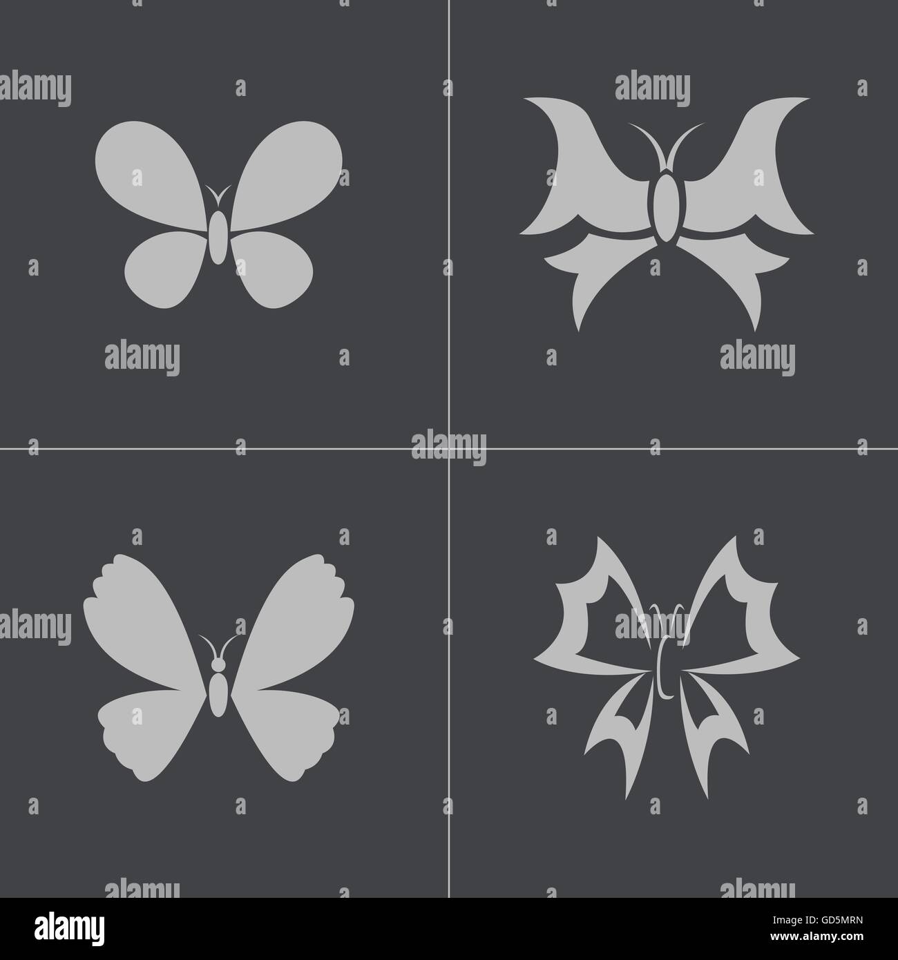 Vector black buttefly icons set Stock Vector Image & Art - Alamy