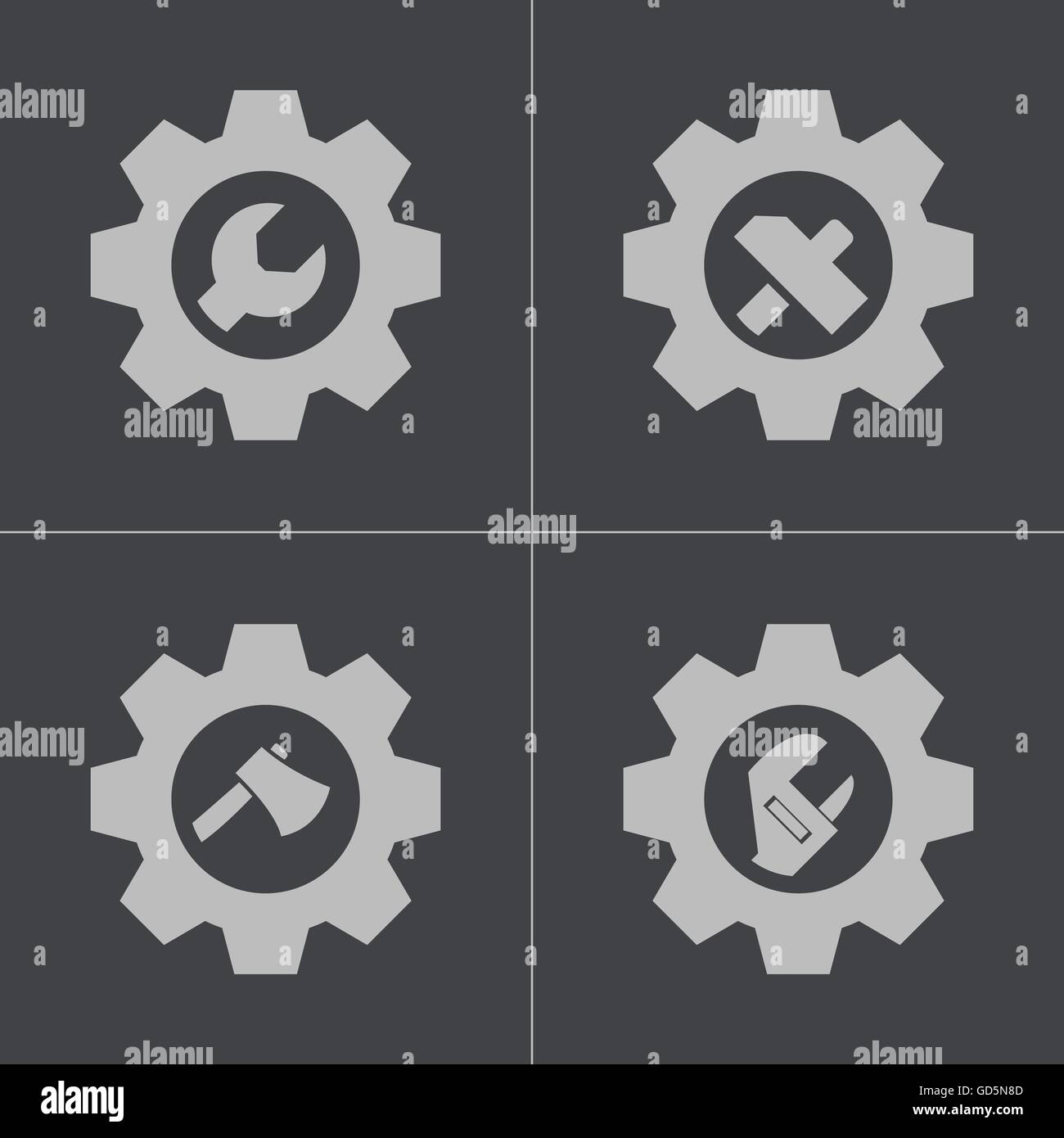Vector black tools in gear icons set Stock Vector Image & Art - Alamy