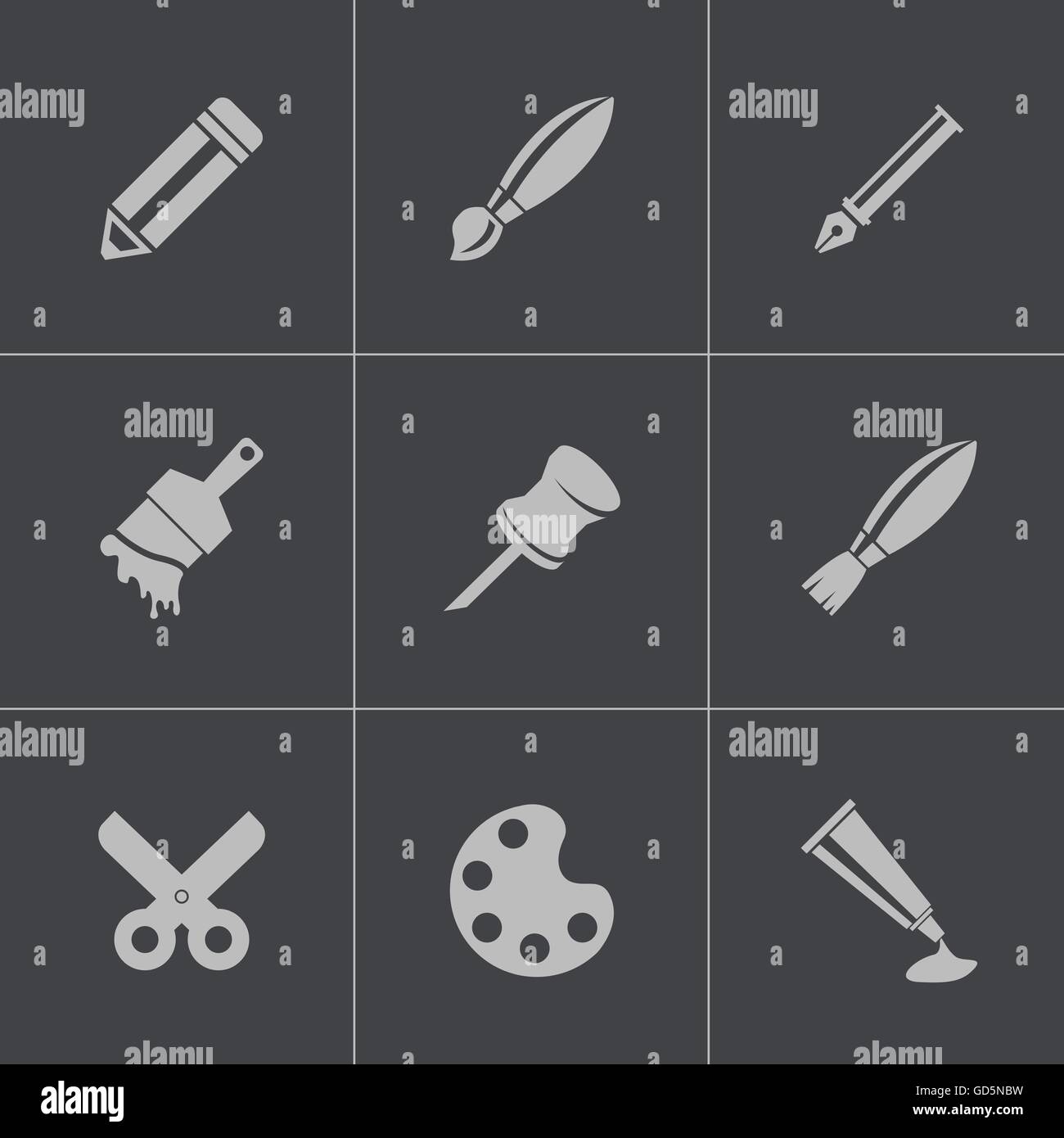 Vector black art tool icons set Stock Vector Image & Art - Alamy