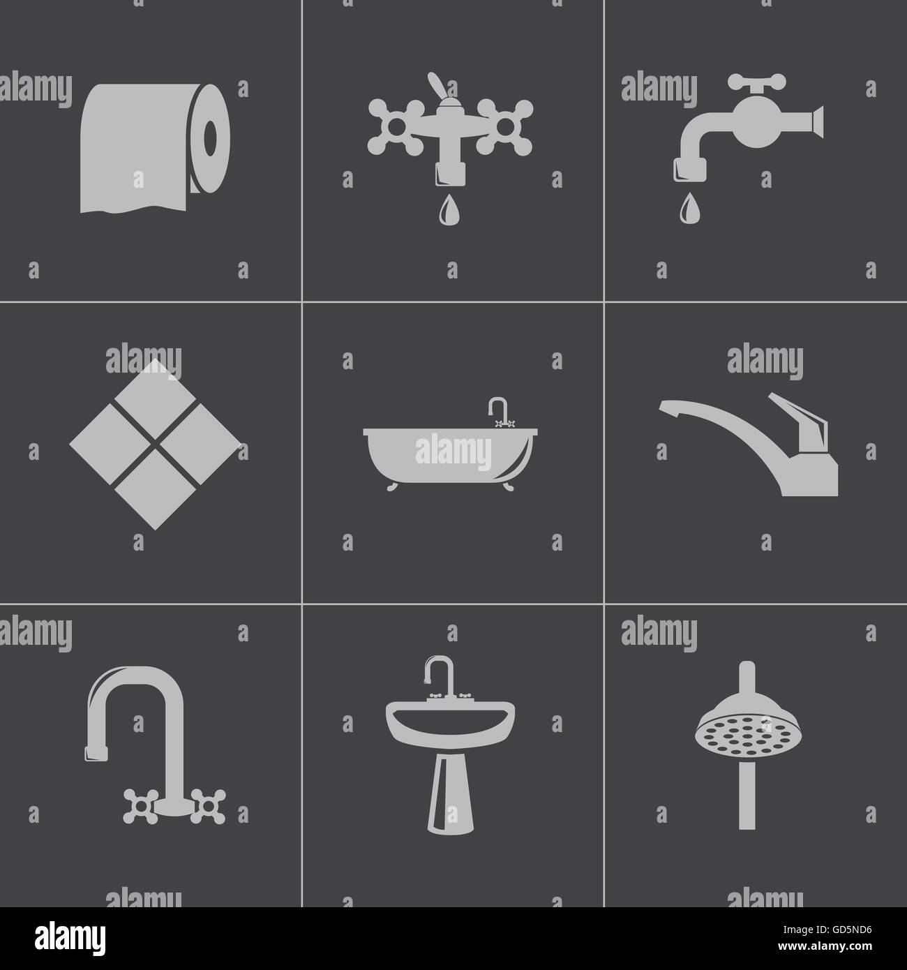 Vector black bathroom icons set Stock Vector Image & Art - Alamy