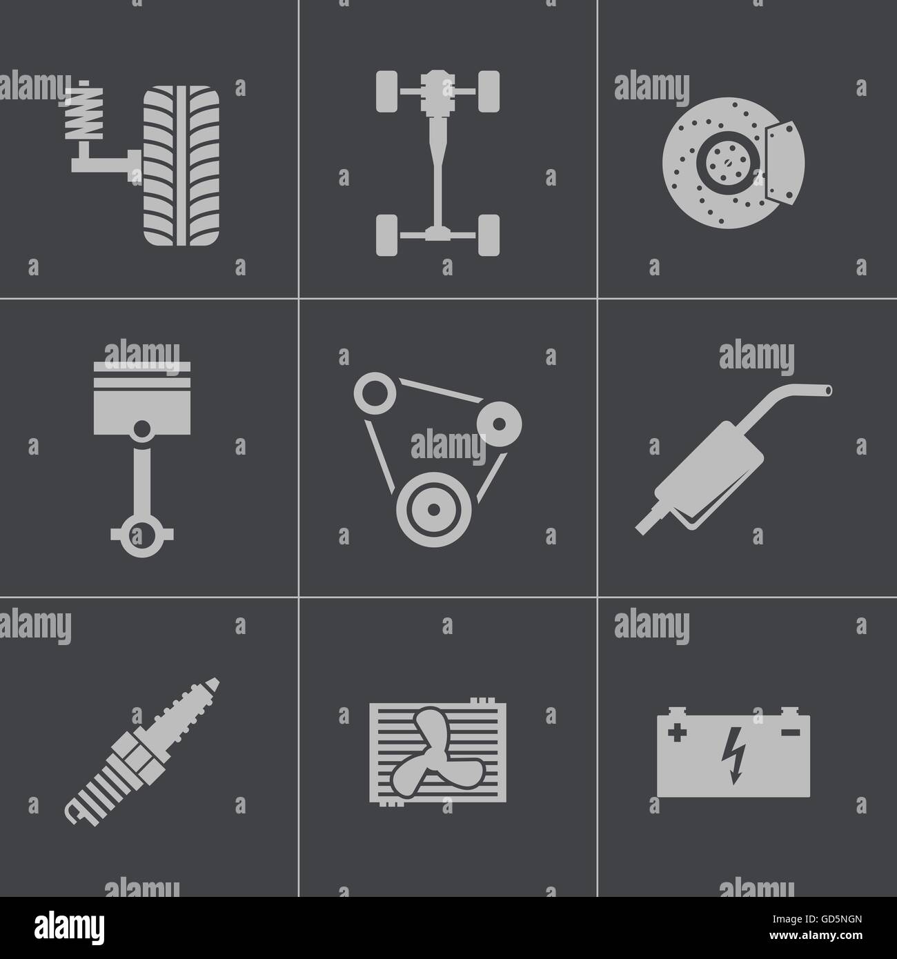Vector black car parts icons set Stock Vector Image & Art Alamy