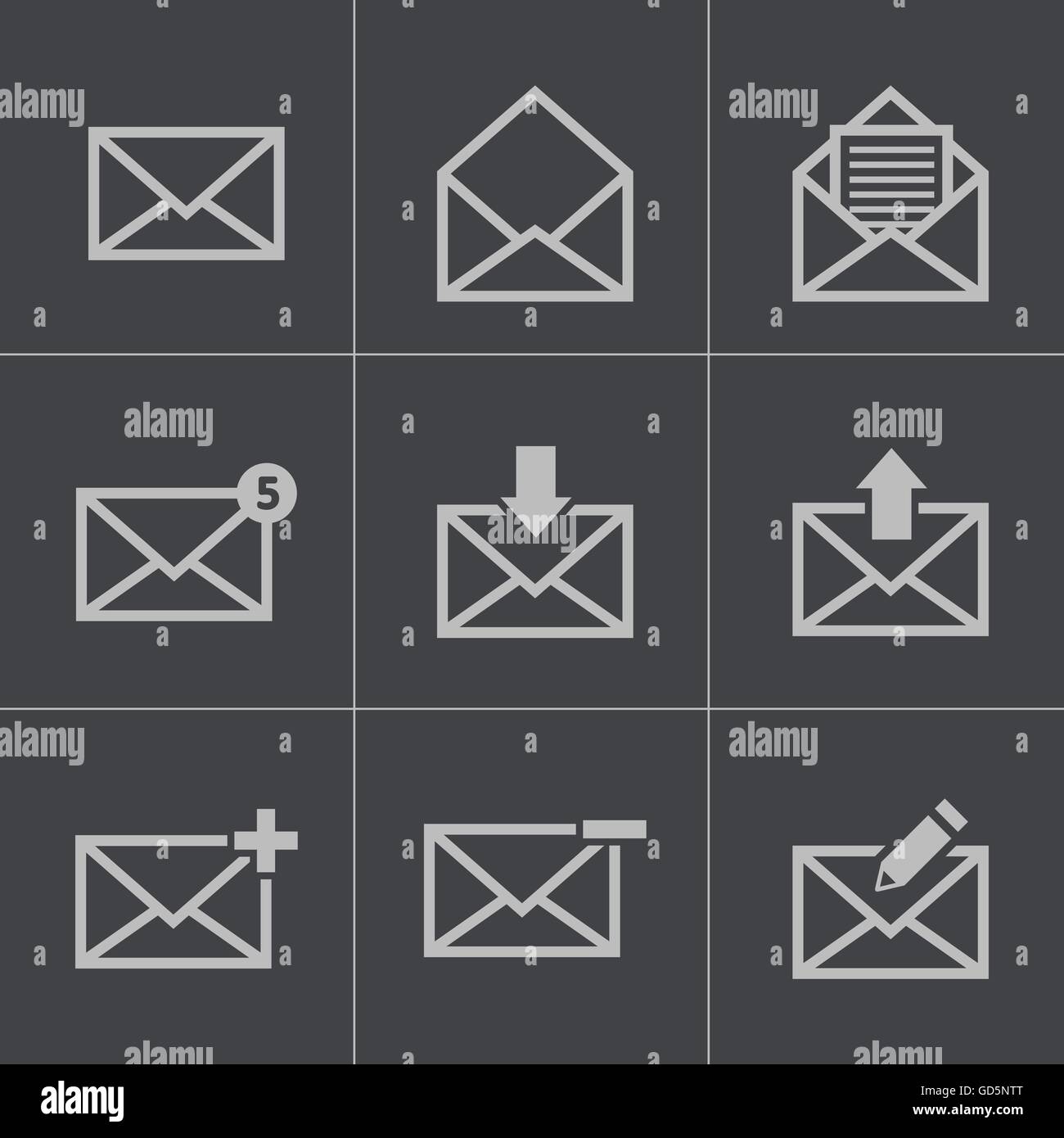 Vector black email icons set Stock Vector Image & Art - Alamy