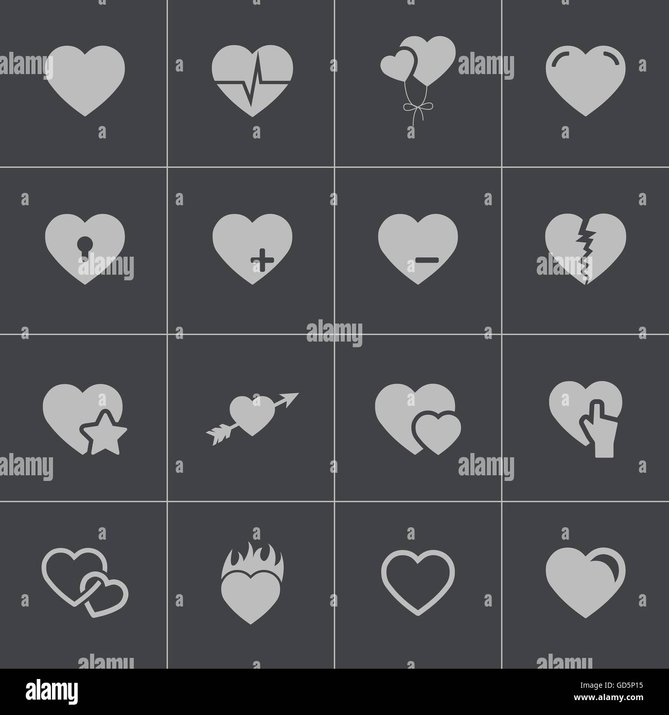 Vector black hearts icons set Stock Vector Image & Art - Alamy